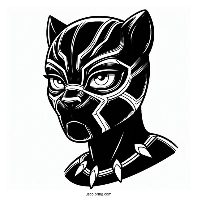 Black Panther Wearing Mask Coloring Page