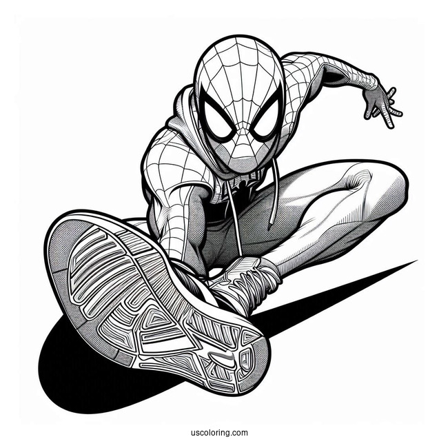 Miles Morales Spider Man In Nike Coloring Page Jumpman Pose