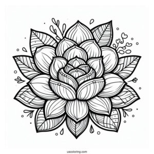 Full Page Succulent Coloring Page Variety
