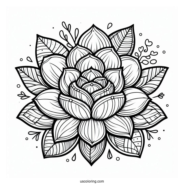 Full Page Succulent Coloring Page Variety