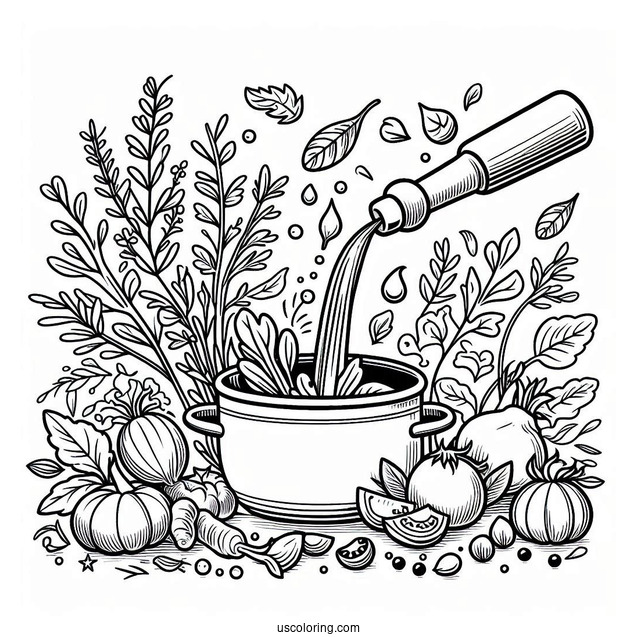 Ratatouille Coloring Page Dropping Herbs In A Pot For Kids
