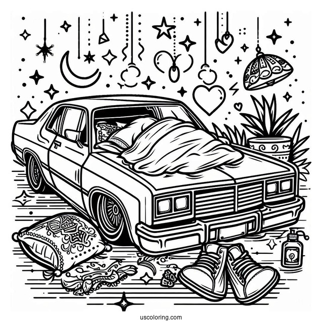 Sleep Lowrider Coloring Page Car Outline For Kids