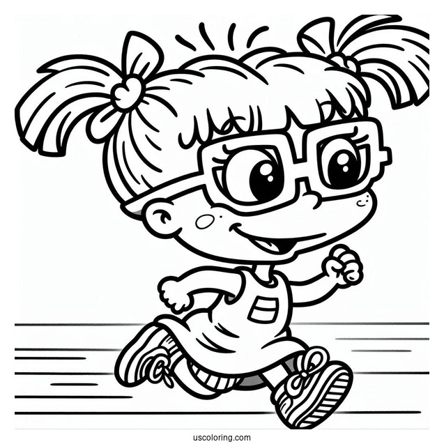 Rugrats Coloring Page Of Kawaii Kimi Finster Running For Preschoolers