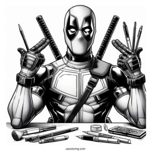 Realistic Deadpool Coloring Page
