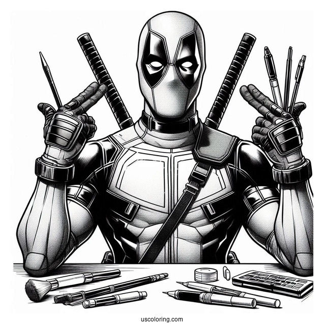 Realistic Deadpool Coloring Page
