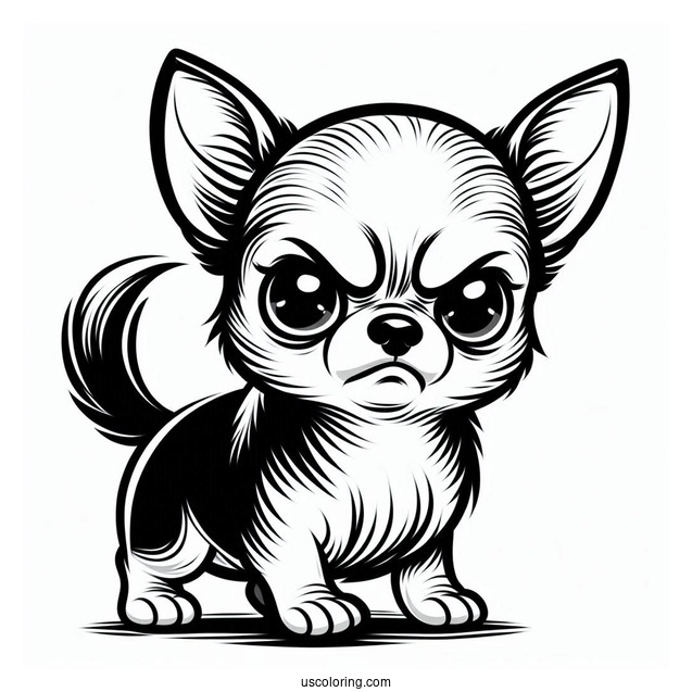 Easy Angry Chihuahua Coloring Page For Kids