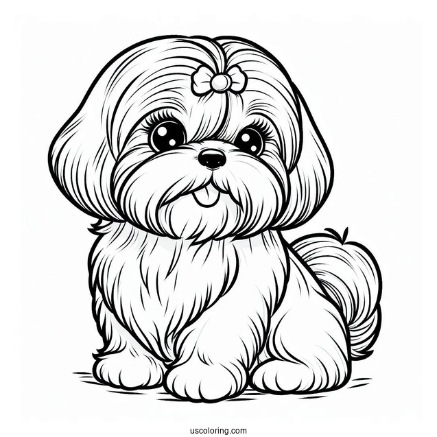 Adorable Shih Tzu To Color