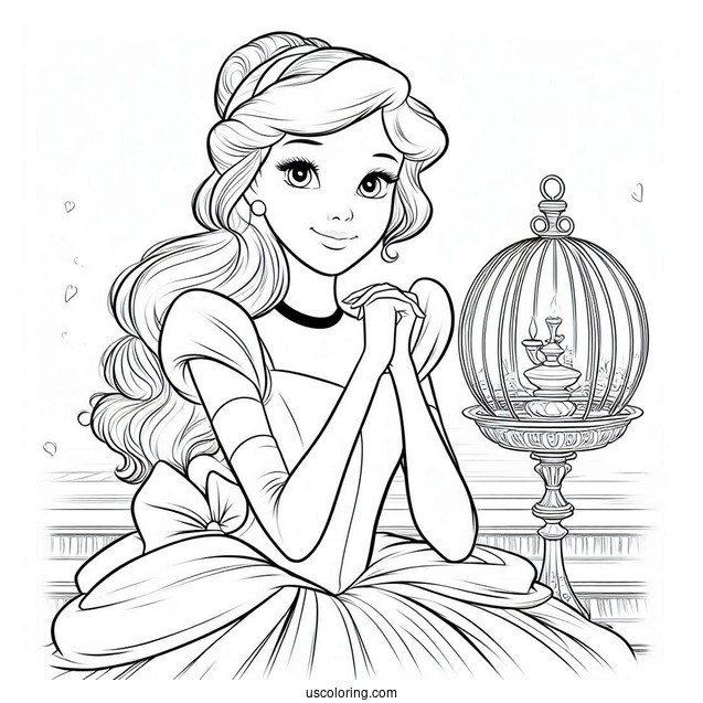 Cinderella In Normal Clothes Coloring Picture