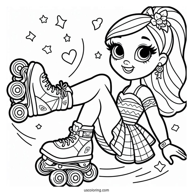 Polly Pocket Coloring Page In Rollerblades