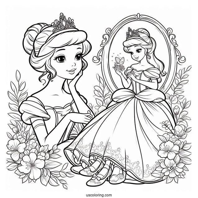 Beautiful Coloring Page Of Cinderella For Kids