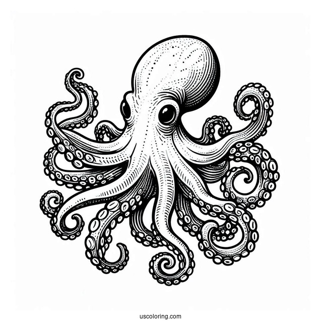 East Pacific Red Octopus Coloring Page