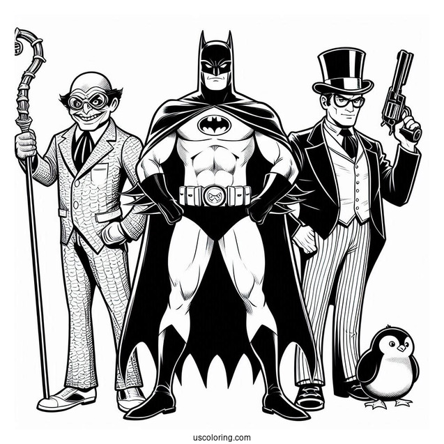 The Batman With Riddler, Penguin, And Catowman