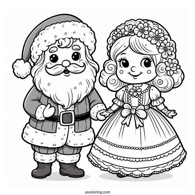 Mrs Claus And Mr Claus Coloring Sheet