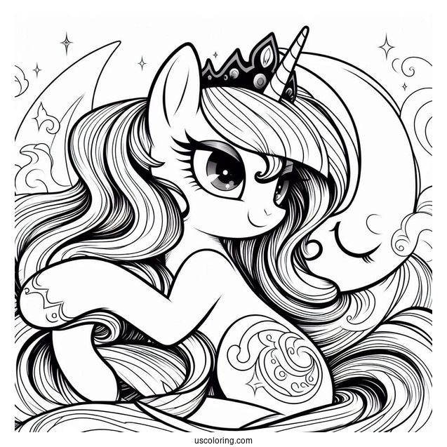 Twilight Sparkle Hugging Princess Luna Coloring Page