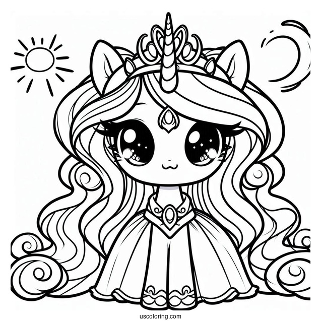 Chibi Princess Celestia Coloring Page For Kids