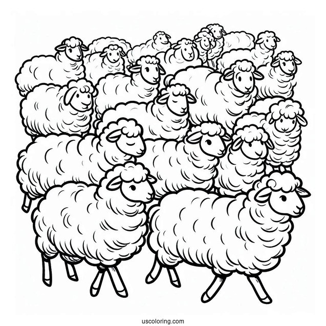 Flock Of Sheep Coloring Sheet