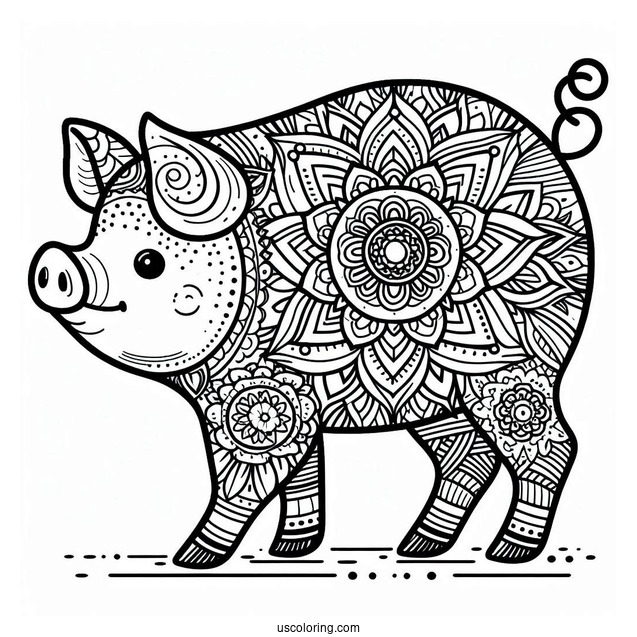 Mandala Pig Coloring Page