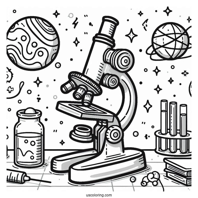 Science Coloring Page Of Easy Microscope