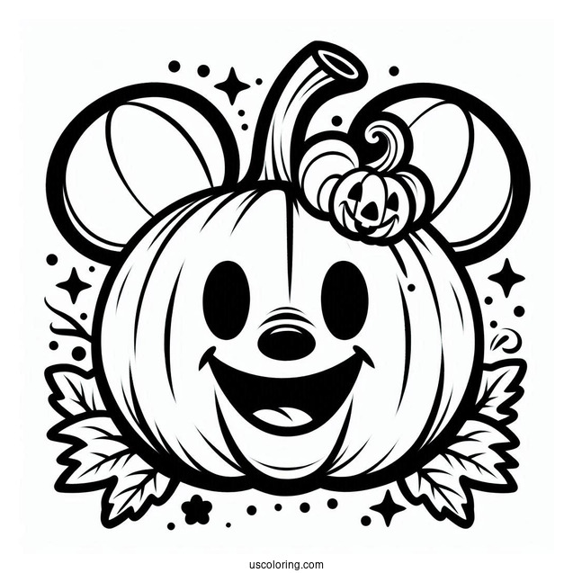 Pumpkin Coloring Page Mickey Mouse Themed Jack O Lantern To Color