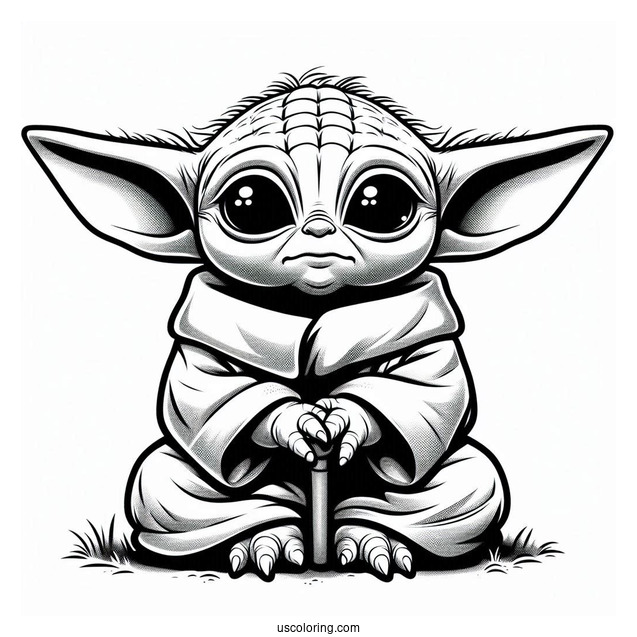 Detailed Baby Yoda Coloring Sheet