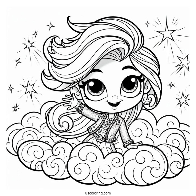 Shimmer And Shine Coloring Page Of Zac Waving From A Cloud