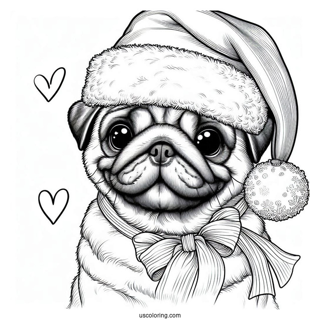 Pug Wearing Santa Hat During Christmas