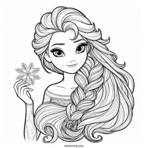 Elsa Hair Coloring Page For Kids