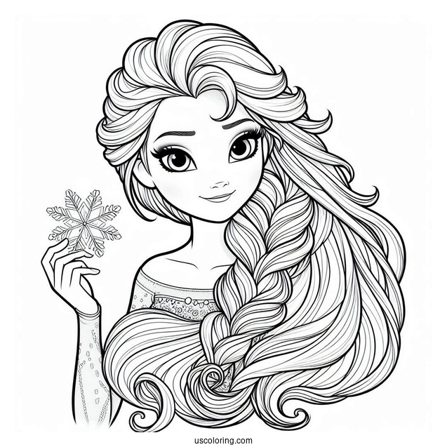 Elsa Hair Coloring Page For Kids