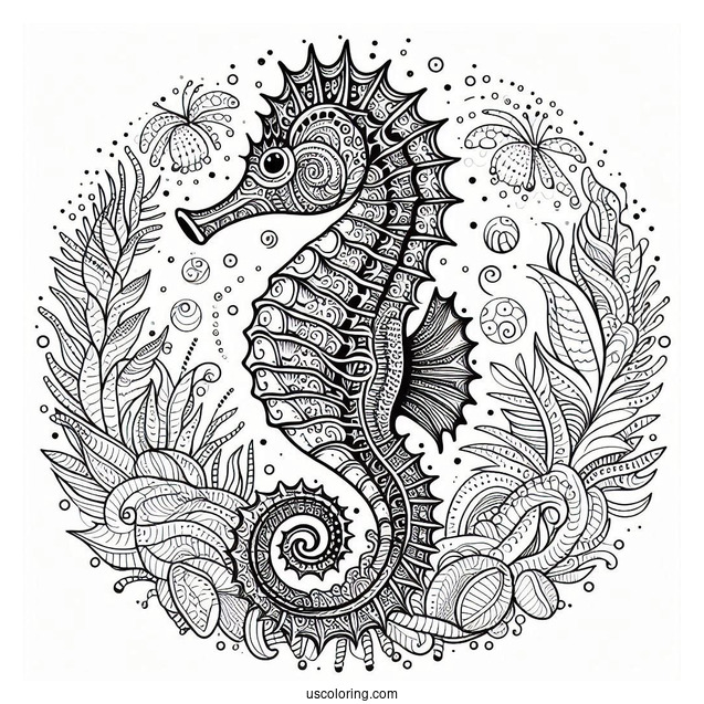 Seahorse Mandala Coloring Page For Adults