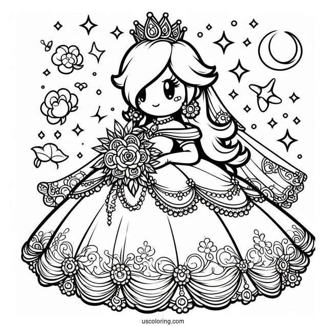 Easy Rosalina Coloring Page In Wedding Dress