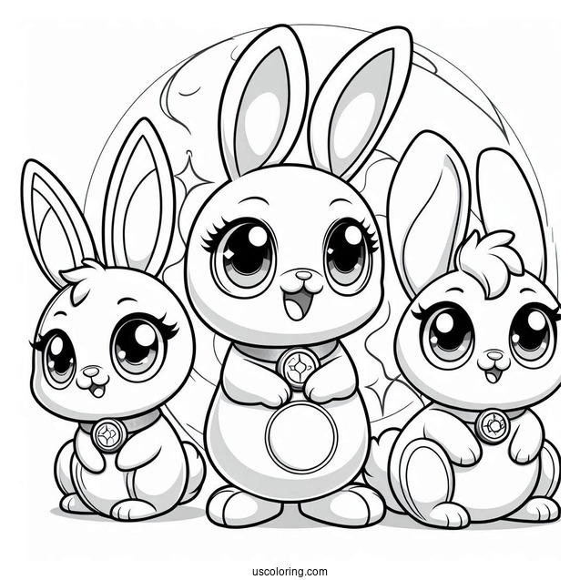 Sunny Bunnies Coloring Page Iris, Hopper, Shiny, Big Boo, And Turbo