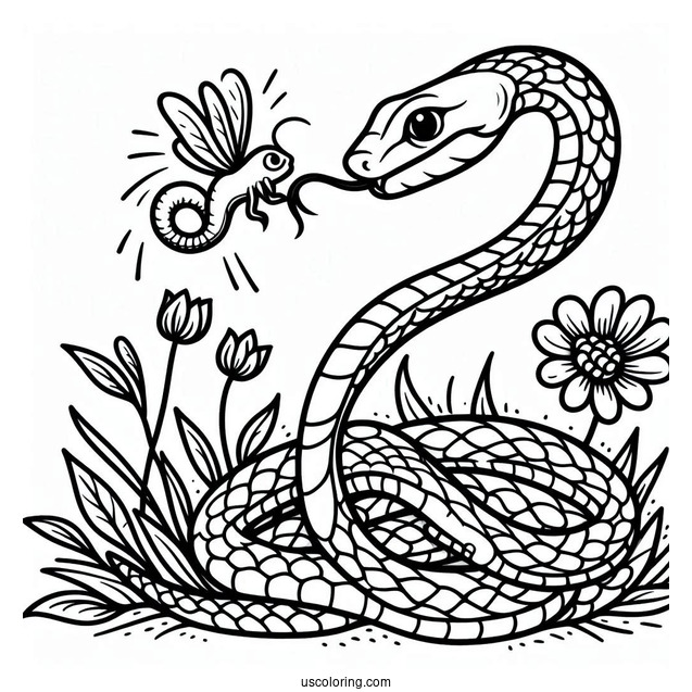 Coloring Page Of Snake Attacking Prey