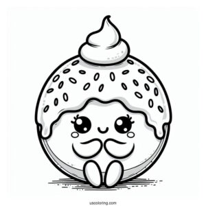 Shy Female Donut Coloring Page With Arms And Legs For Kids
