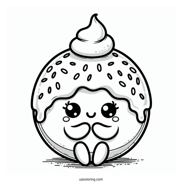 Shy Female Donut Coloring Page With Arms And Legs For Kids