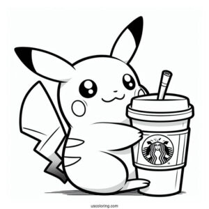 Pikachu Hugging Starbucks Cup