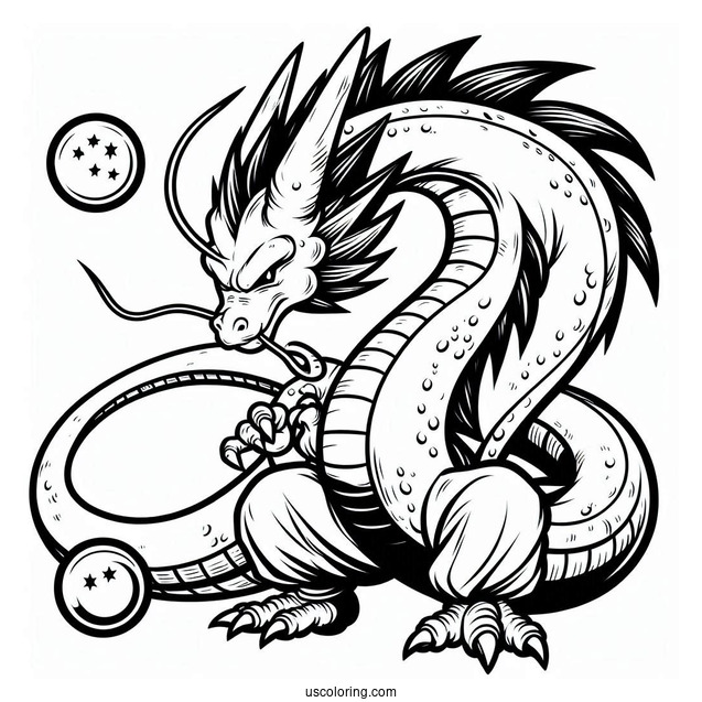 Shenron Dragon With Balls To Color