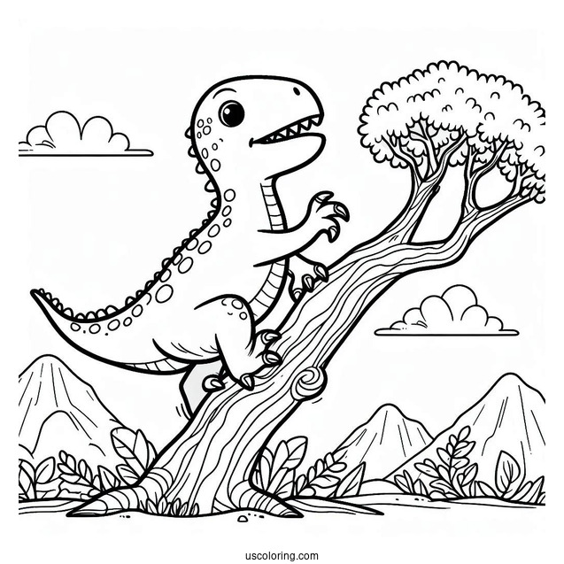 Simple Jobaria Dinosaur Coloring Page Of Climbing Up For Kids