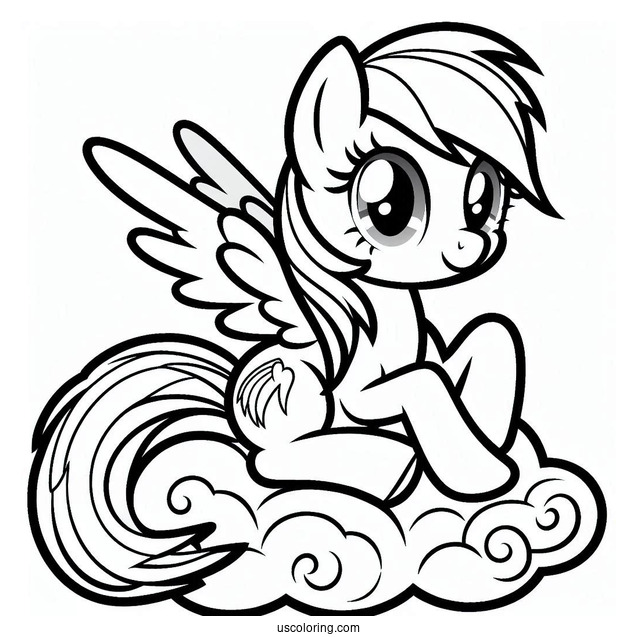 Rainbow Dash With Folded Wings On Cloud
