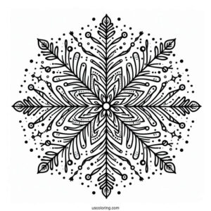 Stellar Snowflake Coloring Page With Round Tips