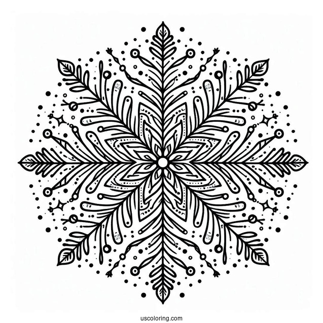 Stellar Snowflake Coloring Page With Round Tips