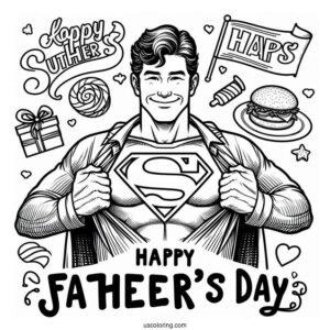 Superman Happy Father's Day Coloring Page Of Greeting