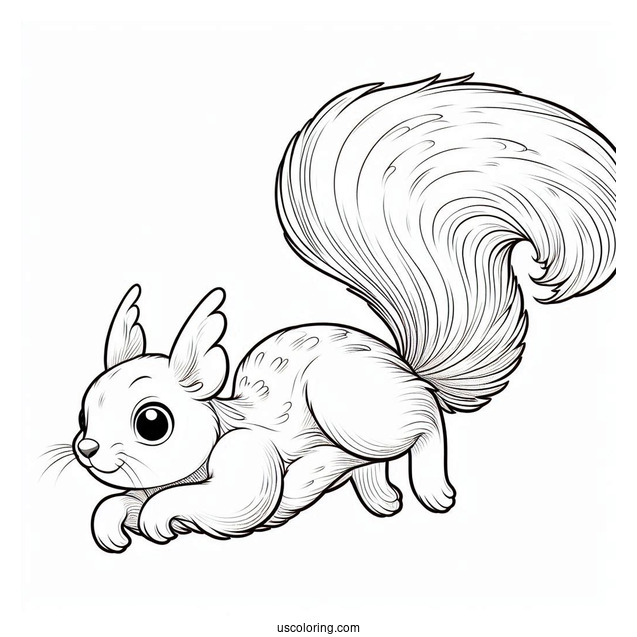 Simple Squirrel Coloring Page Gliding In the Air