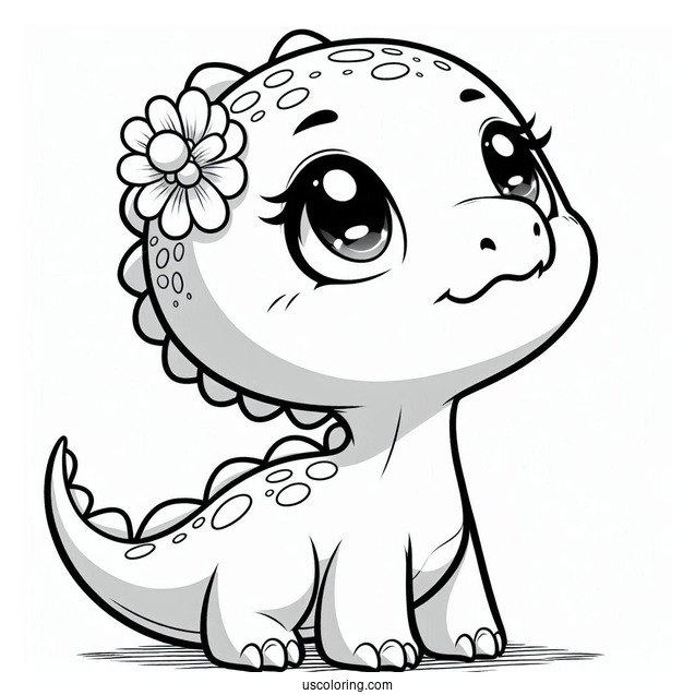 Cute Minmi Dinosaur Coloring Page Of Looking Up
