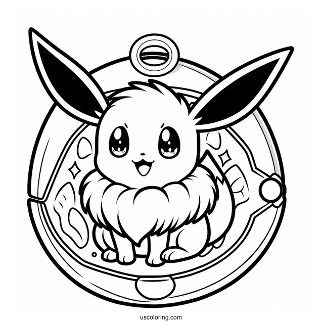 Eevee Inside A Tamagotchi Coloring Page For Preschoolers