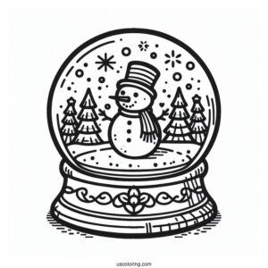 Snowman Shaped Snow Globe Coloring Page