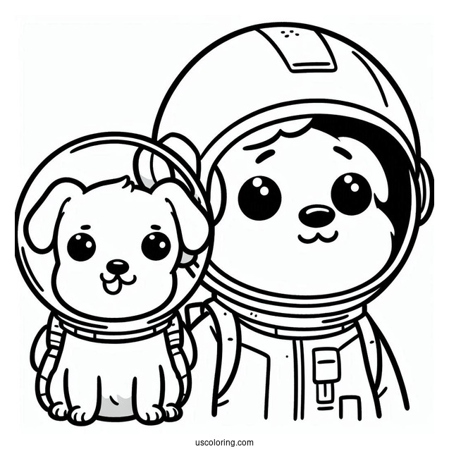 Rick and Morty Coloring Page Of Cute Snuffles the Dog in Space Helmet For Kids