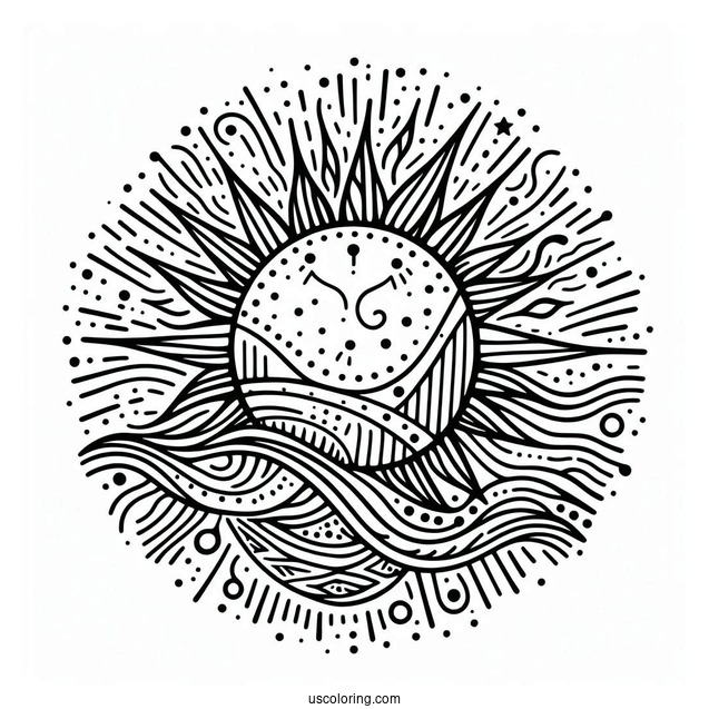 Summer Themed Sun To Color