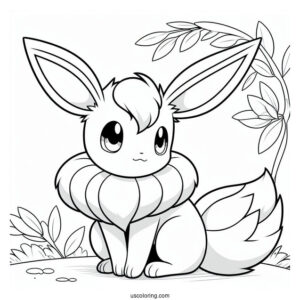 Sylveon Coloring Page Sitting Next To Leafeon