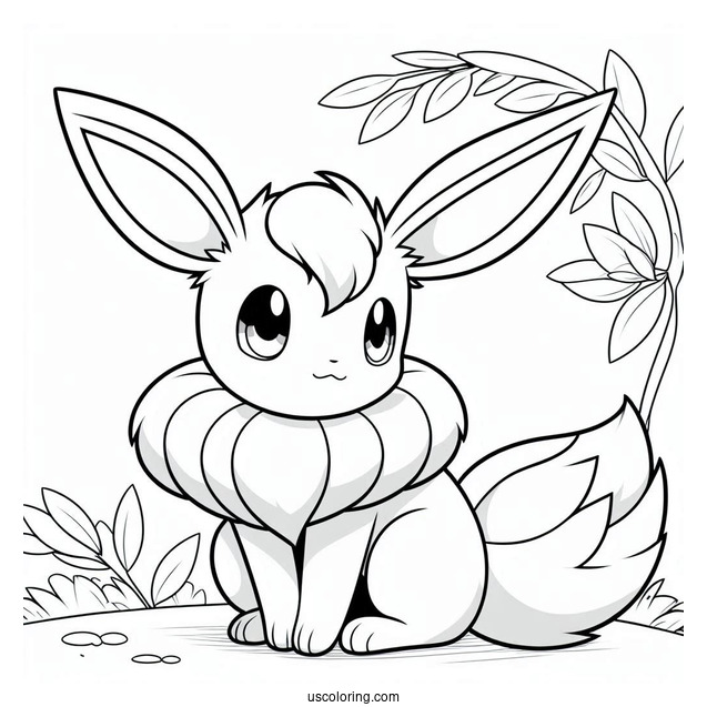 Sylveon Coloring Page Sitting Next To Leafeon