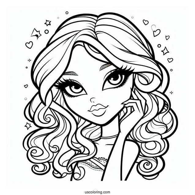 Easy Outline Of Bratz Cloe For Kids